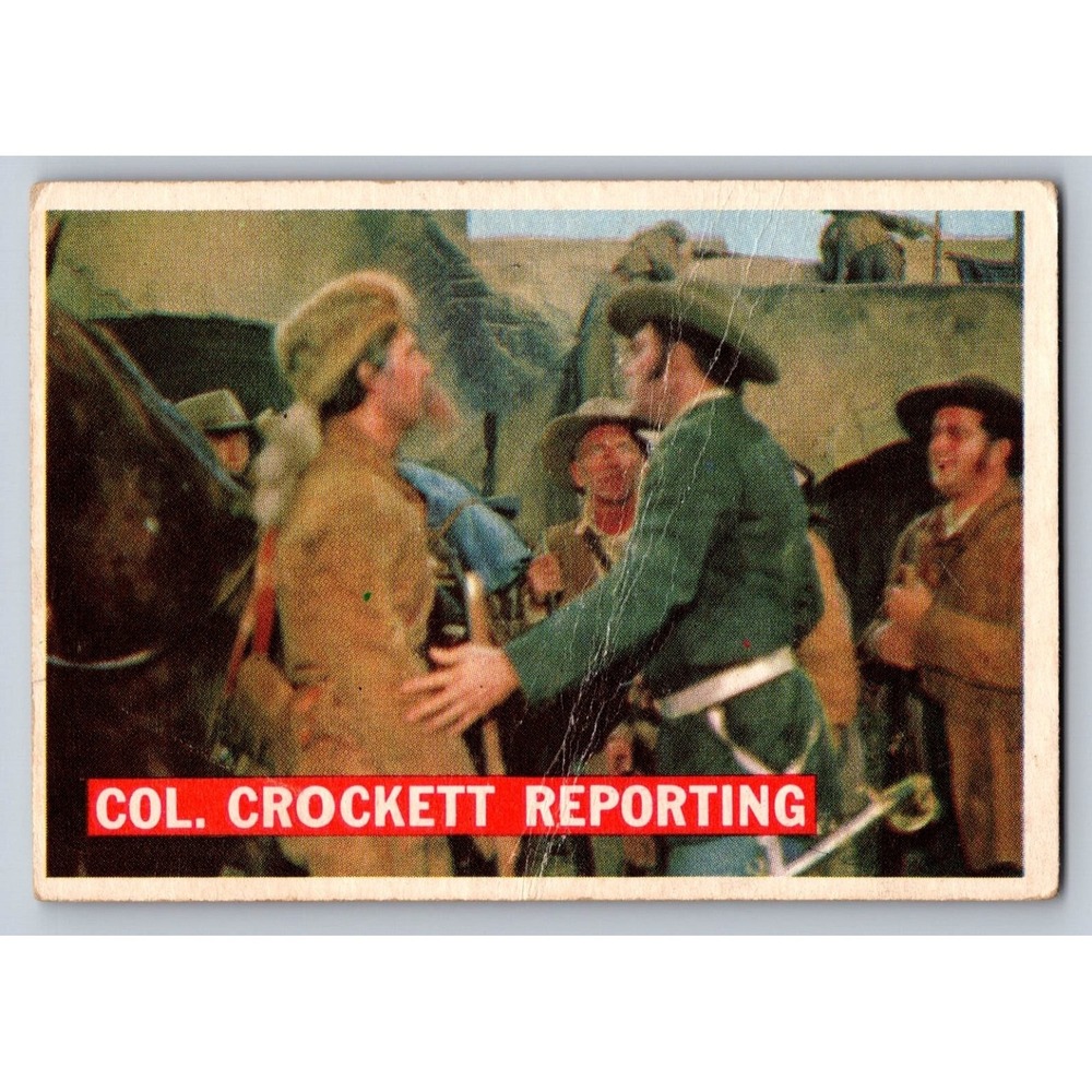 1955 Davy Crockett TCG Card 51 Col Crockett Reporting Disney Fess Parker Vintage
